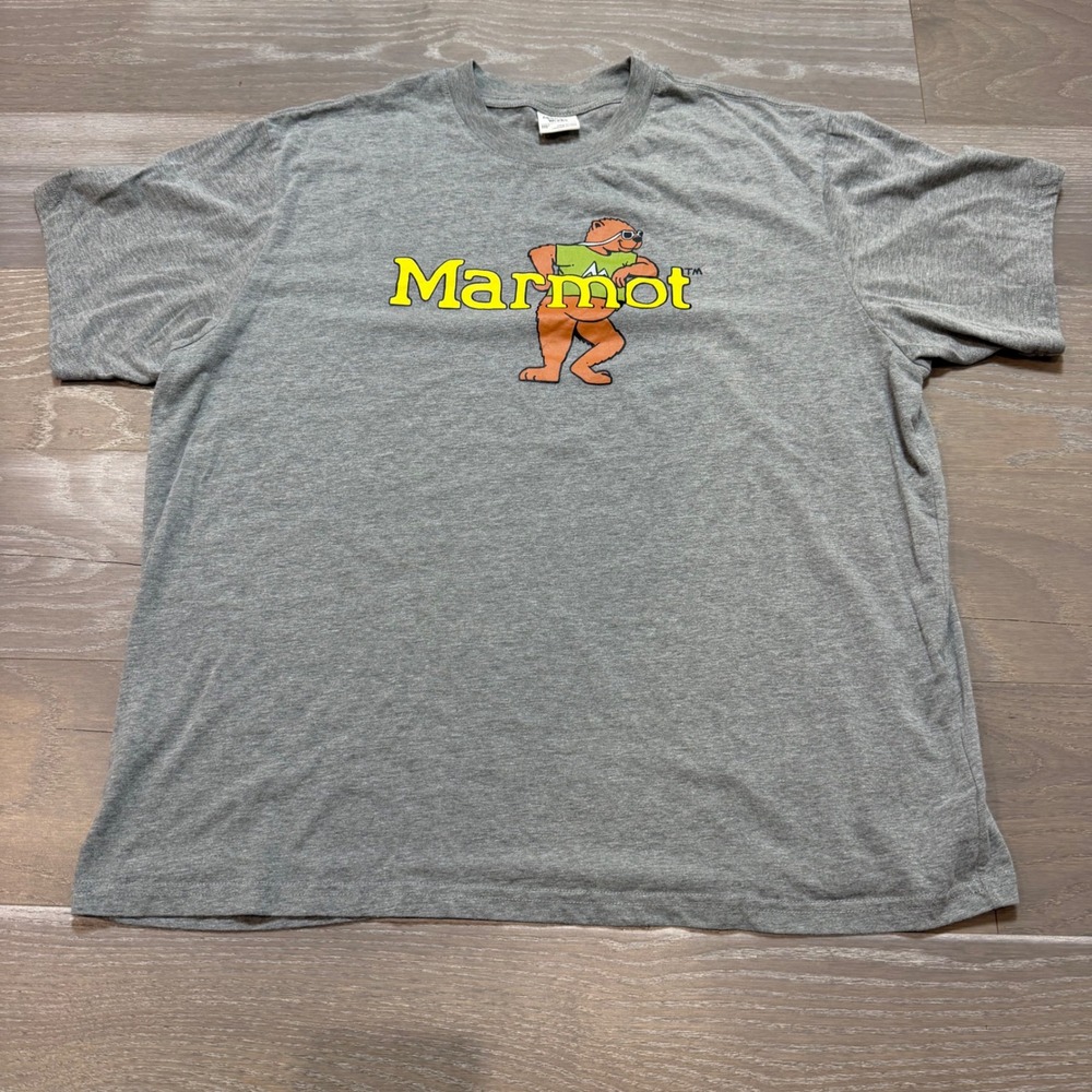 Marmot Mountain Works Mens XXL Grey Graphic T-Shirt Mascot M14130 Short Sleeve